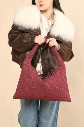 Bolsa Grande Trançada Camurça Tory